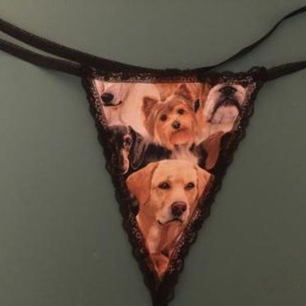Womens DOGS String Thong Panties Animal Puppy Underwear
